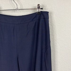 Armani Collezione Silk Wool Stretch Flat Front Side Zip Trousers